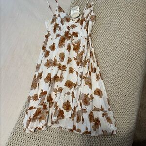 Floral White and Brown Women’s Dress